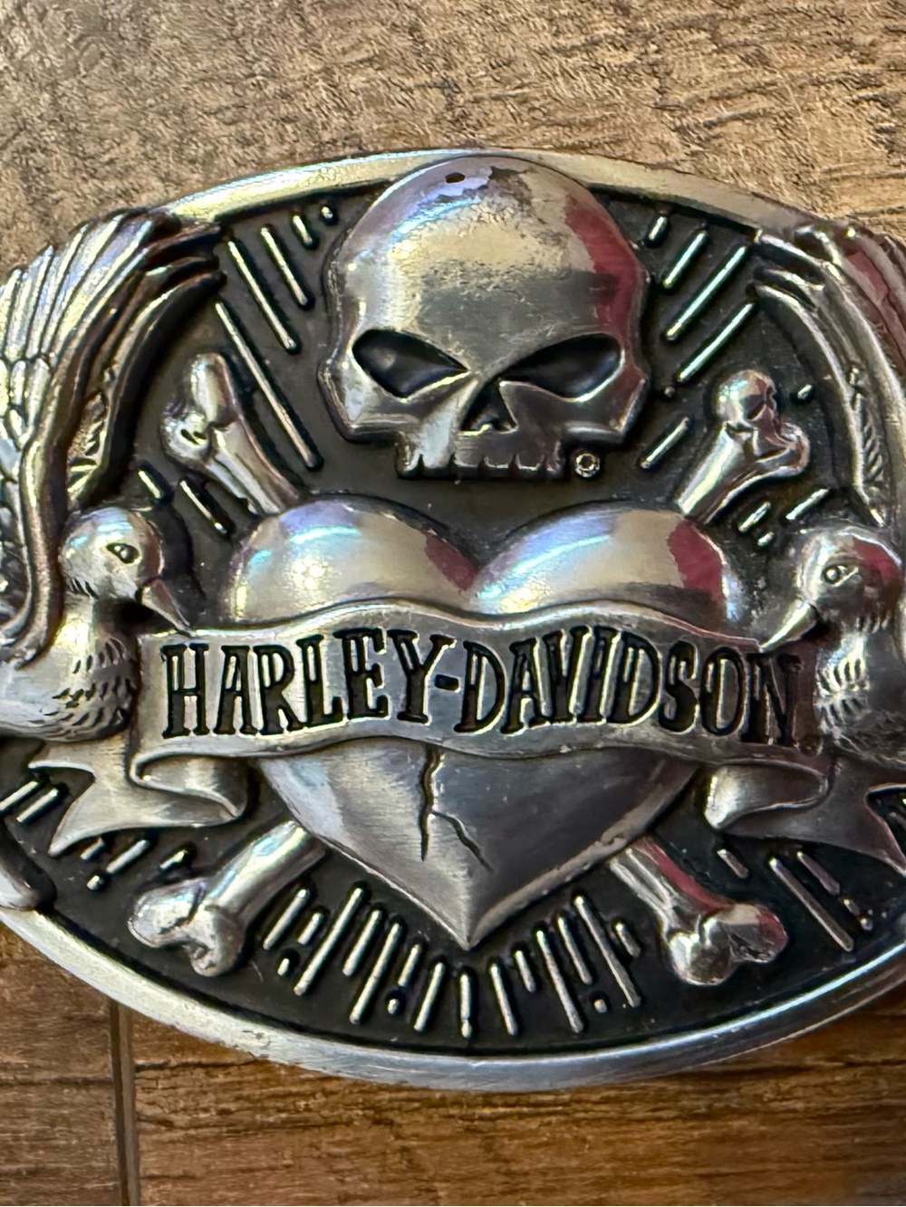 Harley-Davidson® Women's Winged Heart & Skull Leather Belt - size M